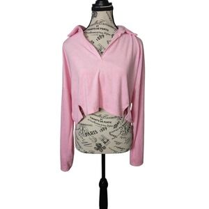 Out From Under Urban Outfitters Womens Cropped Collared Top Pink Y2K Preppy